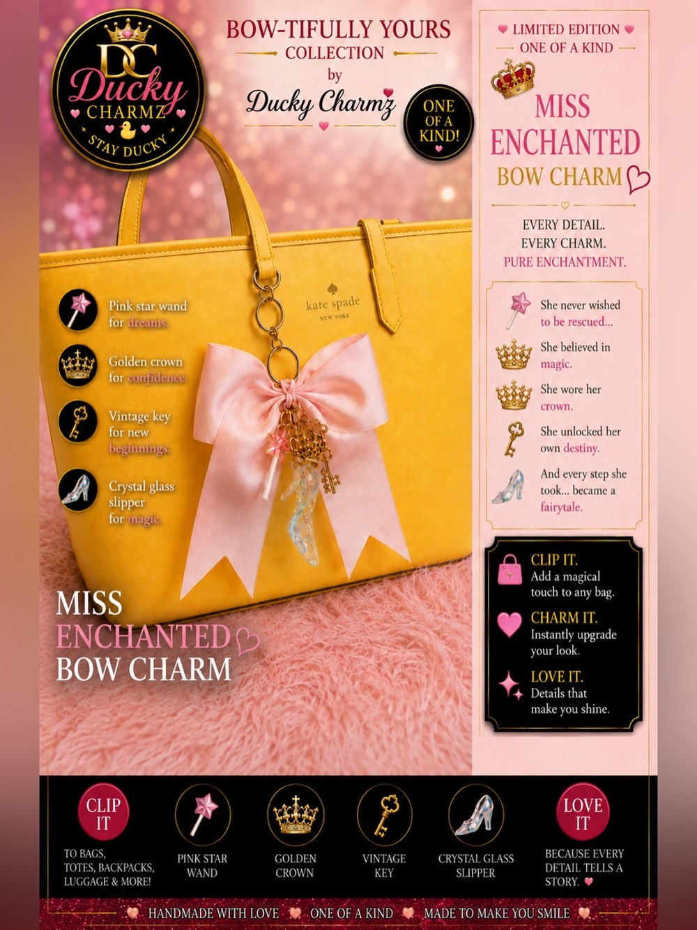 🌸 NEW! Miss Enchanted Bow Charm ✨ Limited Edition • One of a Kind